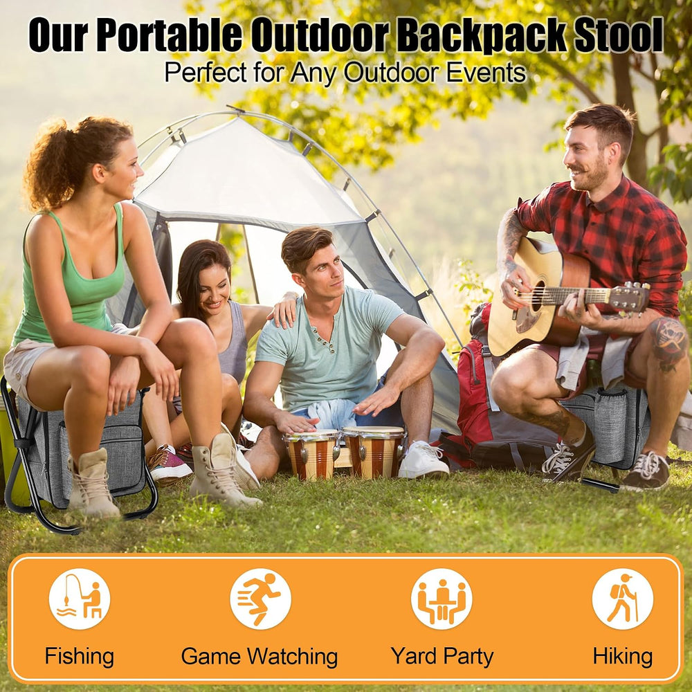 Kikerike Backpack Stool Cooler Chair Heavy Duty 300 LBS Max Load Portable Lig...