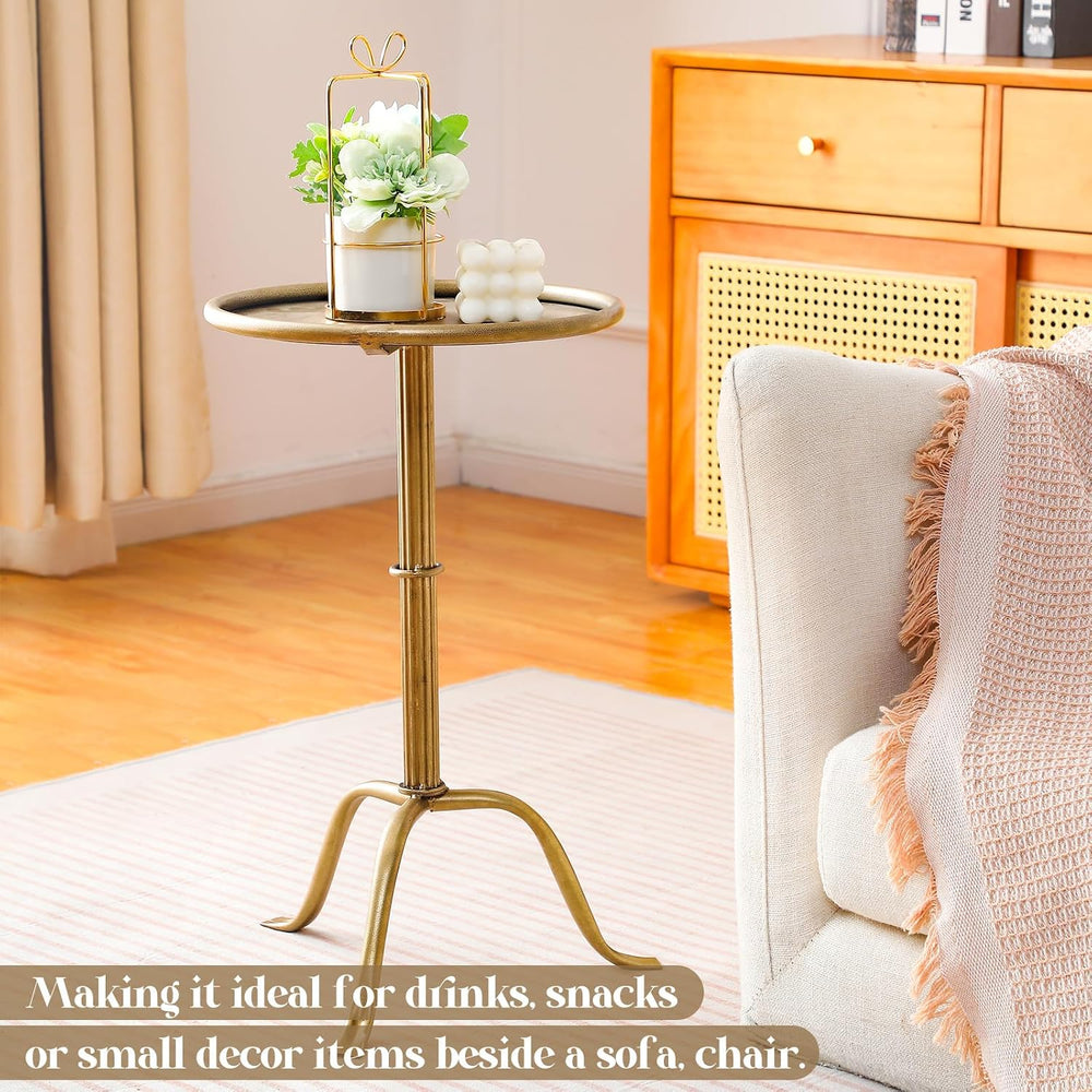 RattanView 2 Pcs Metal Martini Table Bronze Small Side Round Drink Table