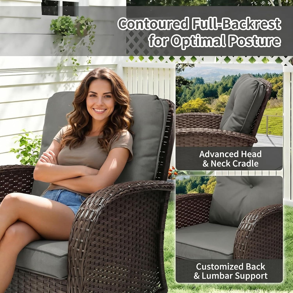 Patio Furniture Set 3 Pieces, Outdoor Swivel Glider Rocker Bistro Set