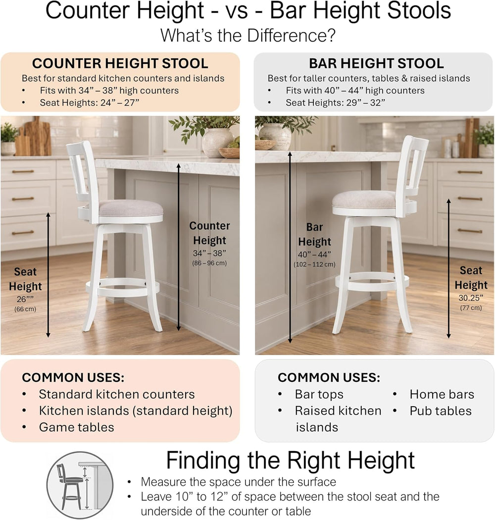 HILLSDALE Presque ISLE Wood Counter Height Swivel Stool White