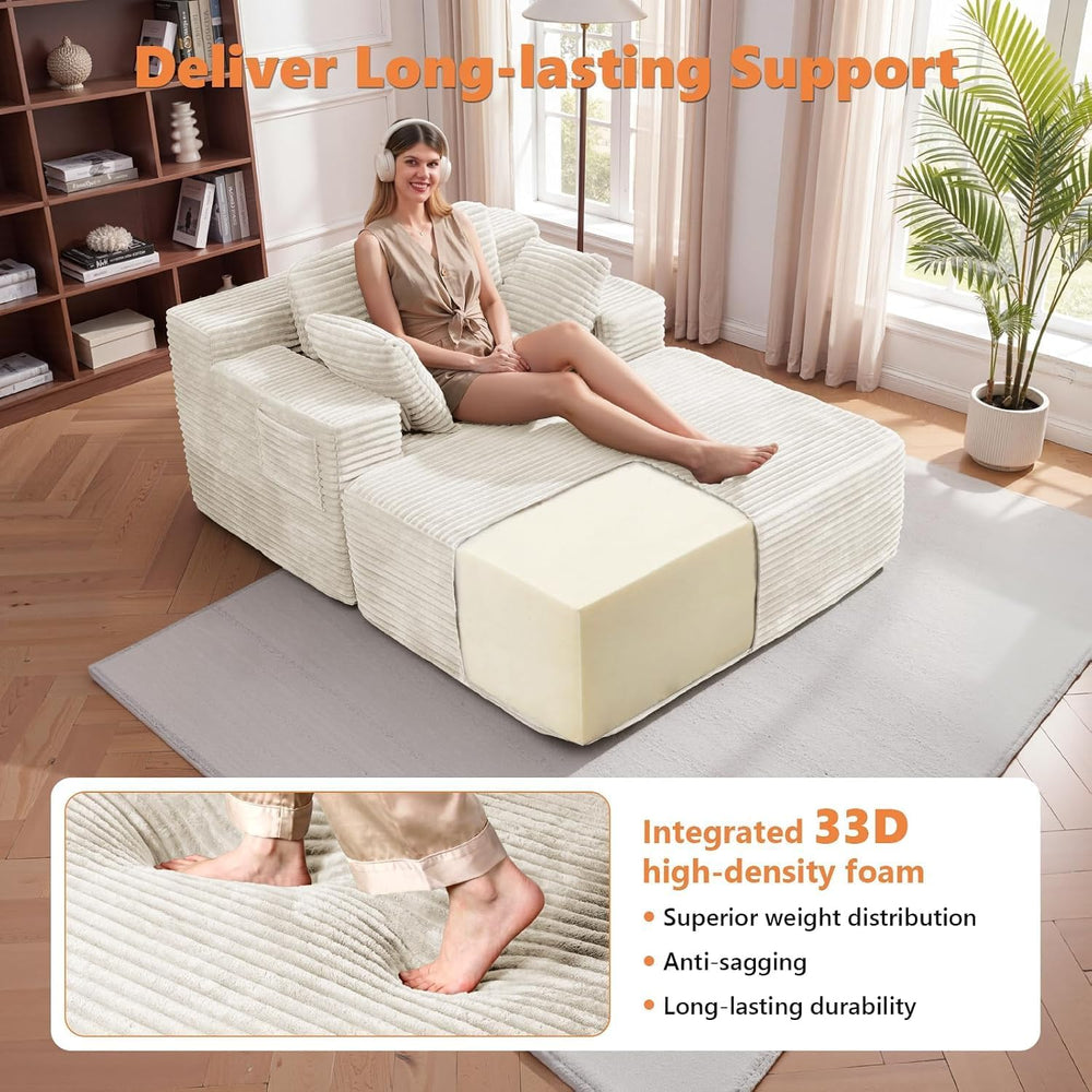 Oversized Chaise Lounge Chair Indoor, 82 inch Boneless Chair