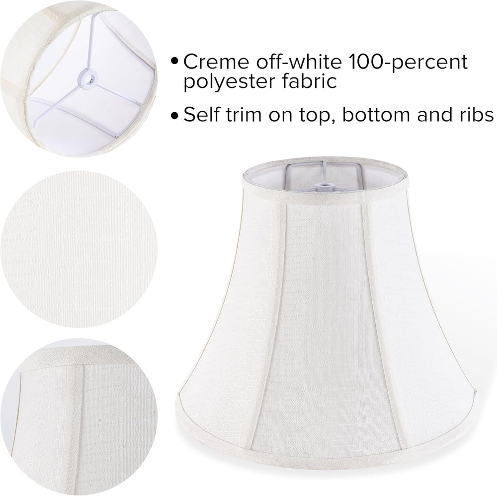 Creme White Bell Lamp Shades Set of 2 Medium Shade 6.7``Top x 13``Bottom x 10...
