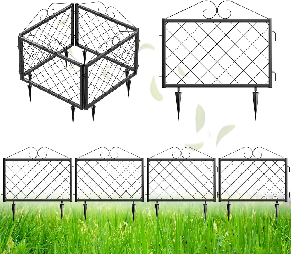 Zhongma Decorative Metal Garden Fence, Pack of 4pcs, Total 26" H x 97.5&...