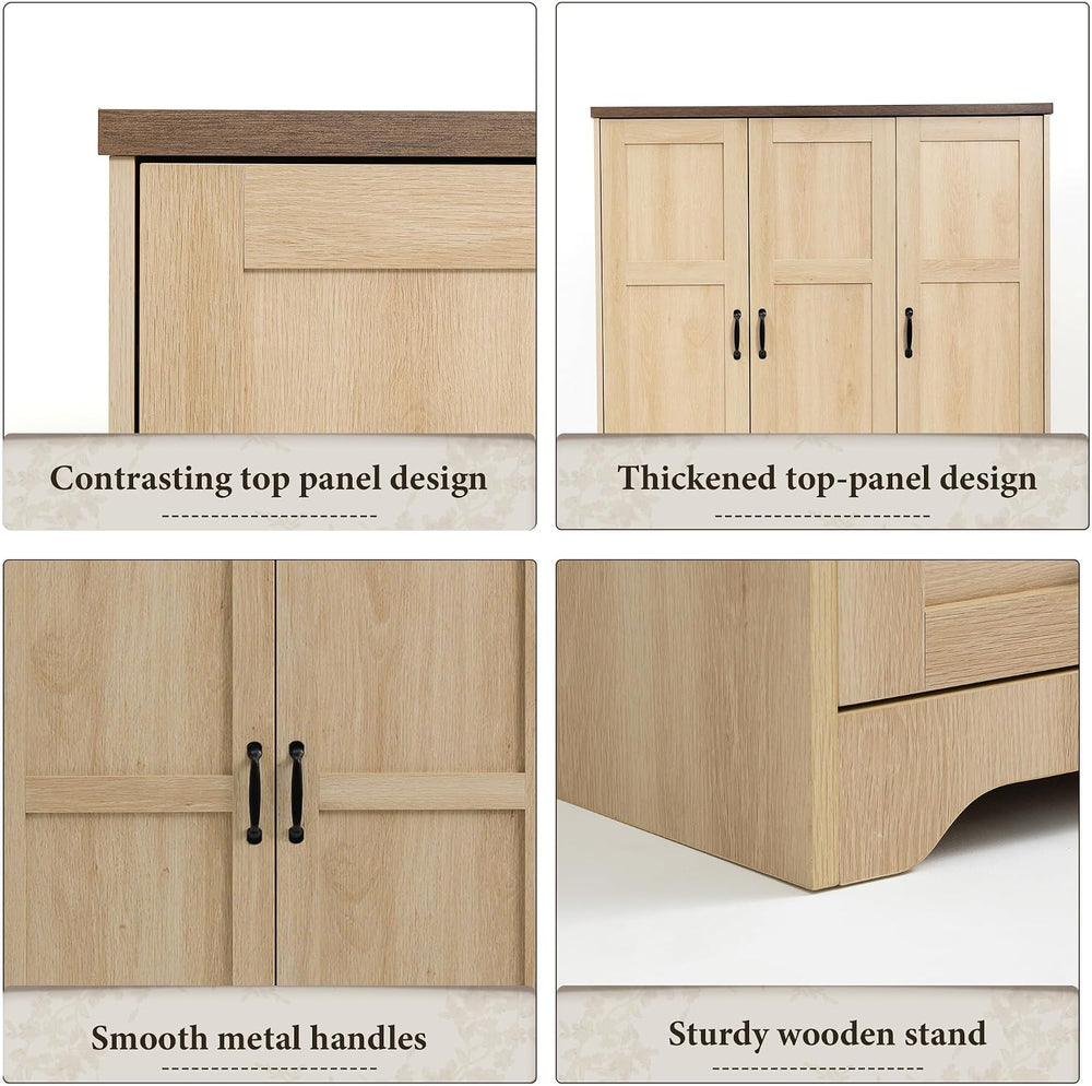 Yechen 62" Wooden Armoire Wardrobe Closet with 3 Doors & 2 Drawers, ...