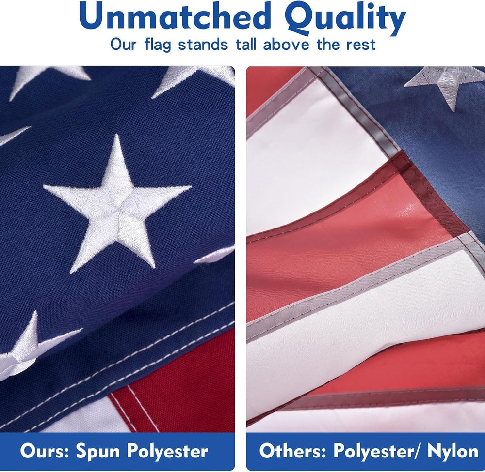 American Flags for Outside 5x8, HeavyDuty Spun Polyester American Flag for Hi...