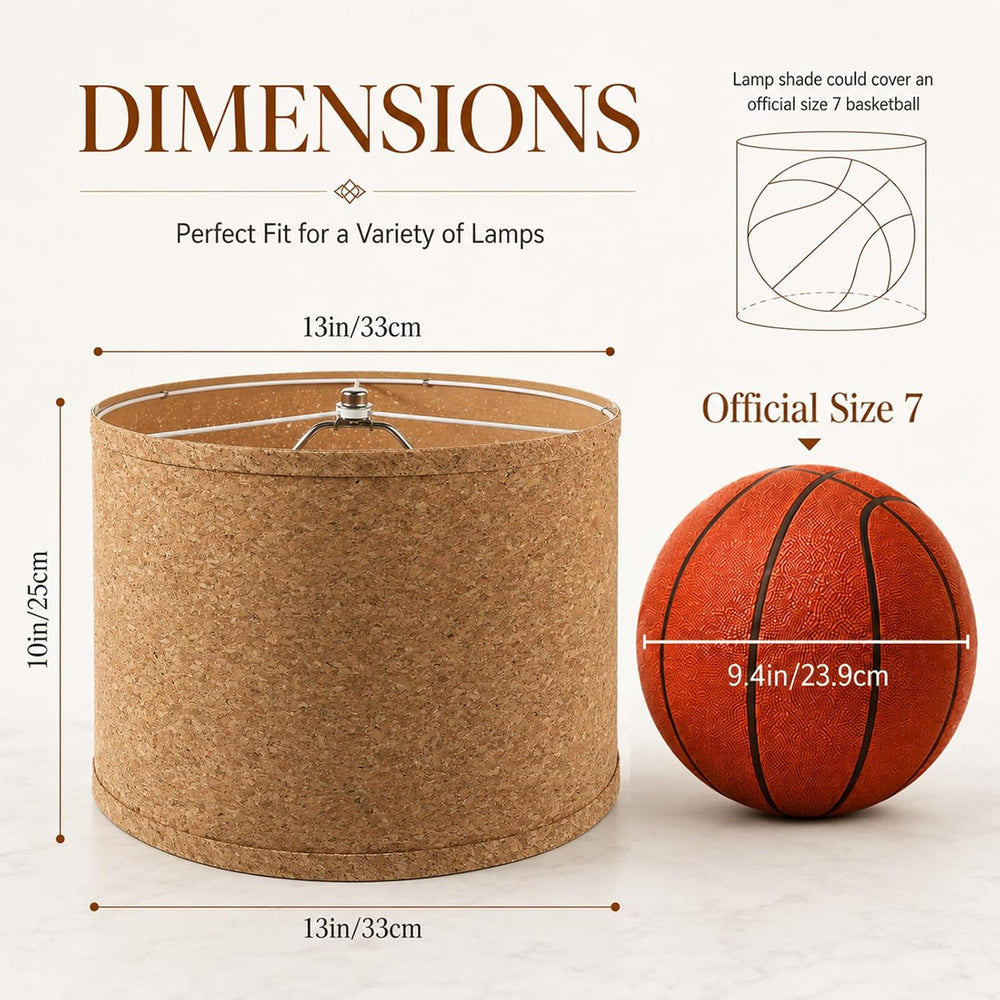 13x10 Inch Drum Lamp Shades set of 2, Replacement Shades with Harp & Fini...