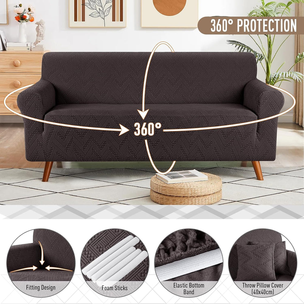 Ruaozz Stretch Sofa Cover, Soft Jacquard Furniture Protector
