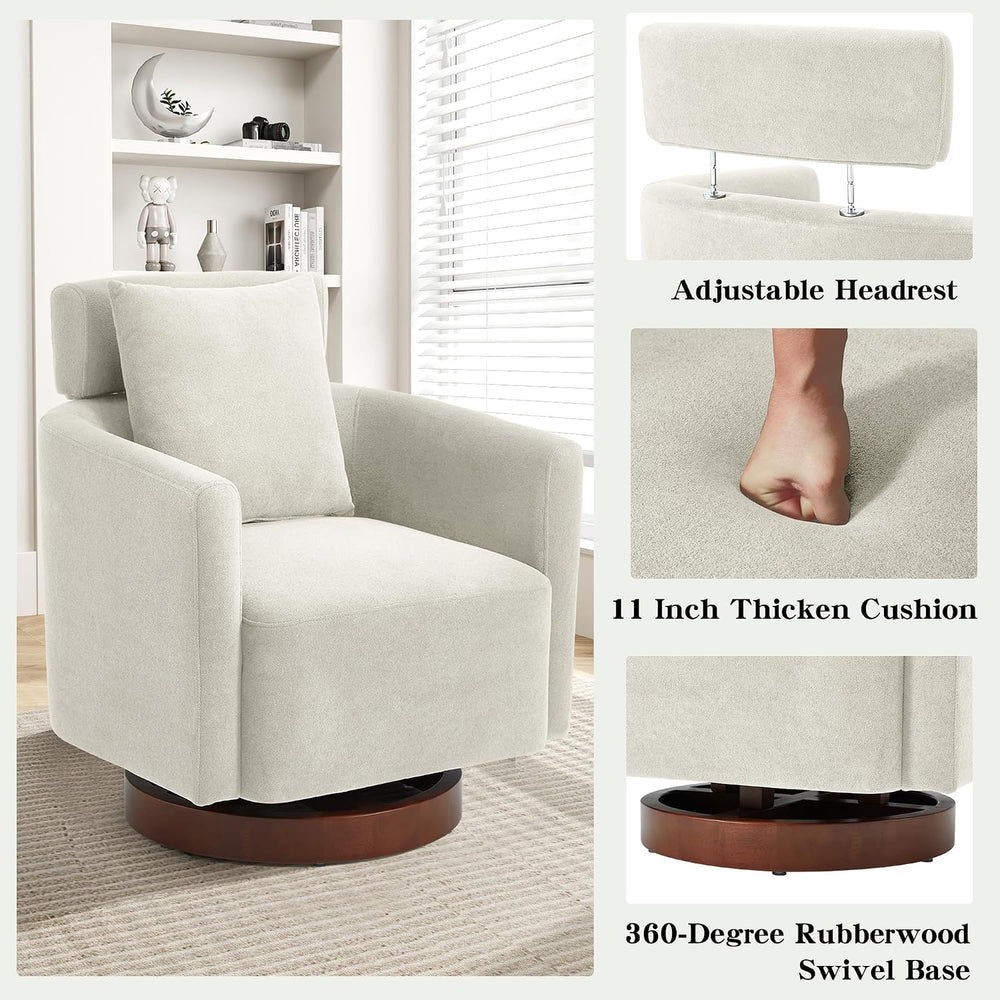 HOMREST Swivel Accent Chair,Armchair Barrel Chair with Adjustable Backrest Sw...