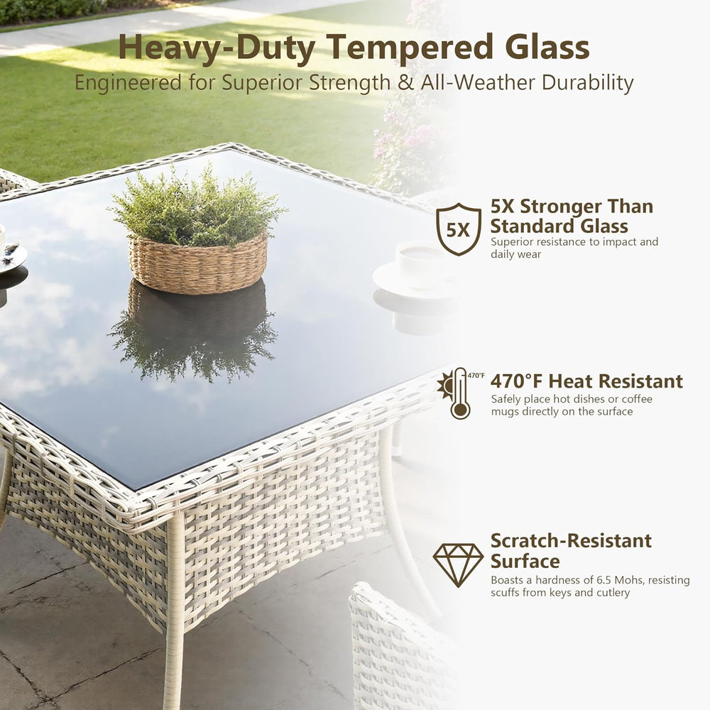 Outdoor Dining Set, 15-Piece Patio Furniture Set with Tempered Glass Table an...