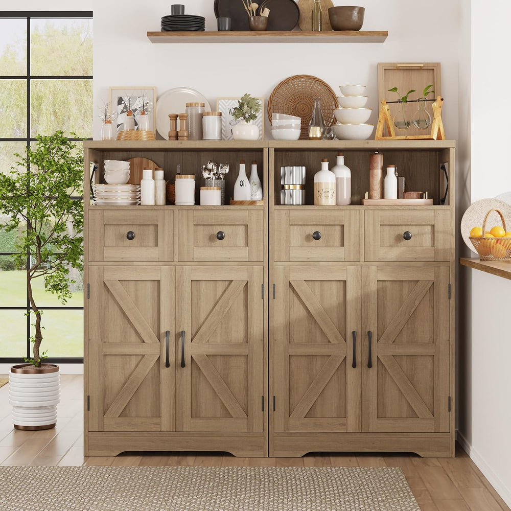 Farmhouse Accent Storage Cabinet with Drawers, Small Kitchen Pantry Cabinet