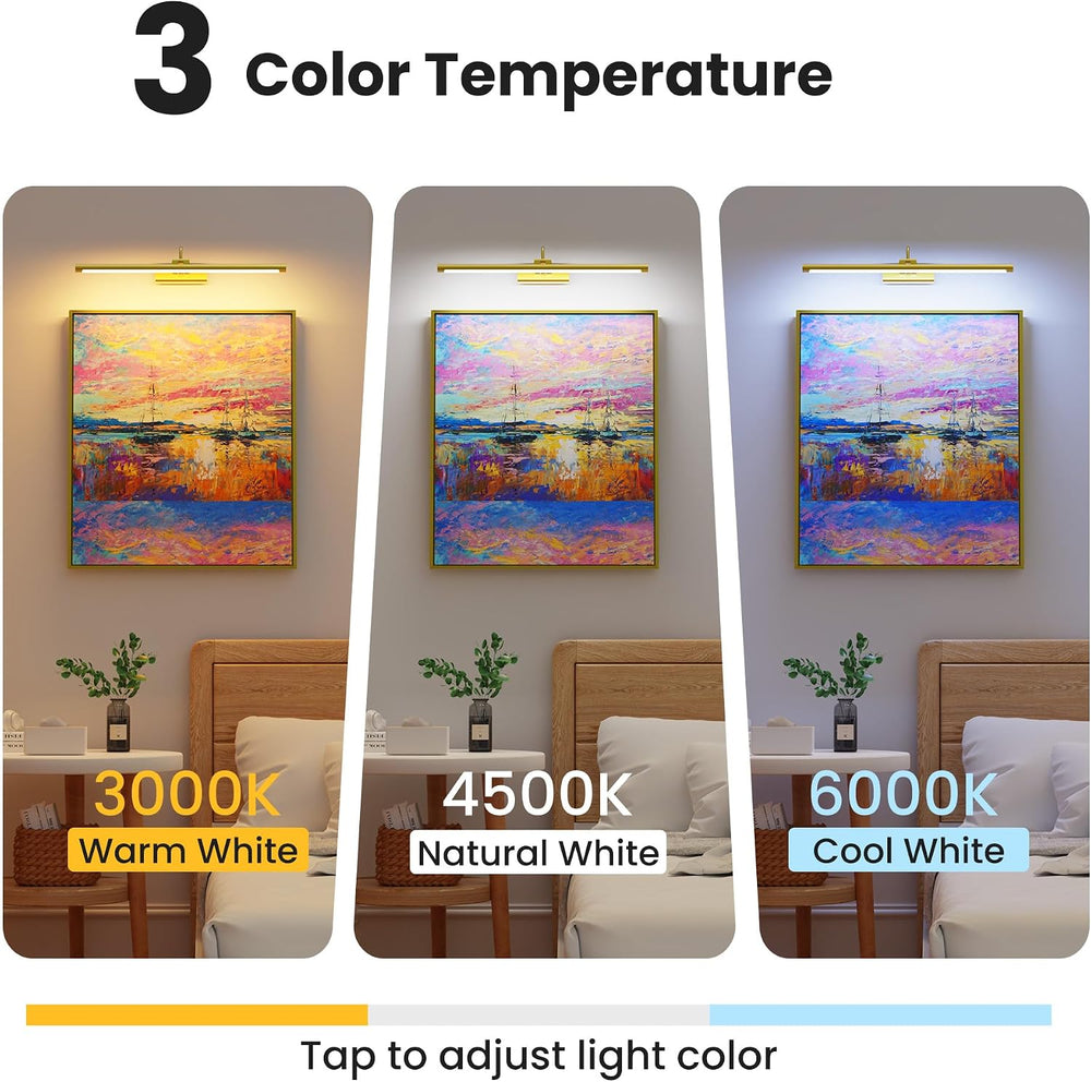 24" Picture Lights for Wall with 8000mAh Battery - Brass Operated Wirele...