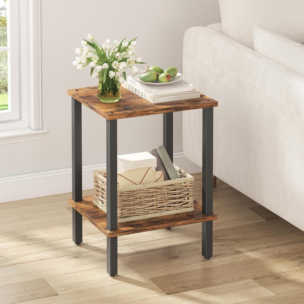 TUTOTAK End Table, Set of 2, Side Table, Nightstand, 2-Tier Storage Shelf