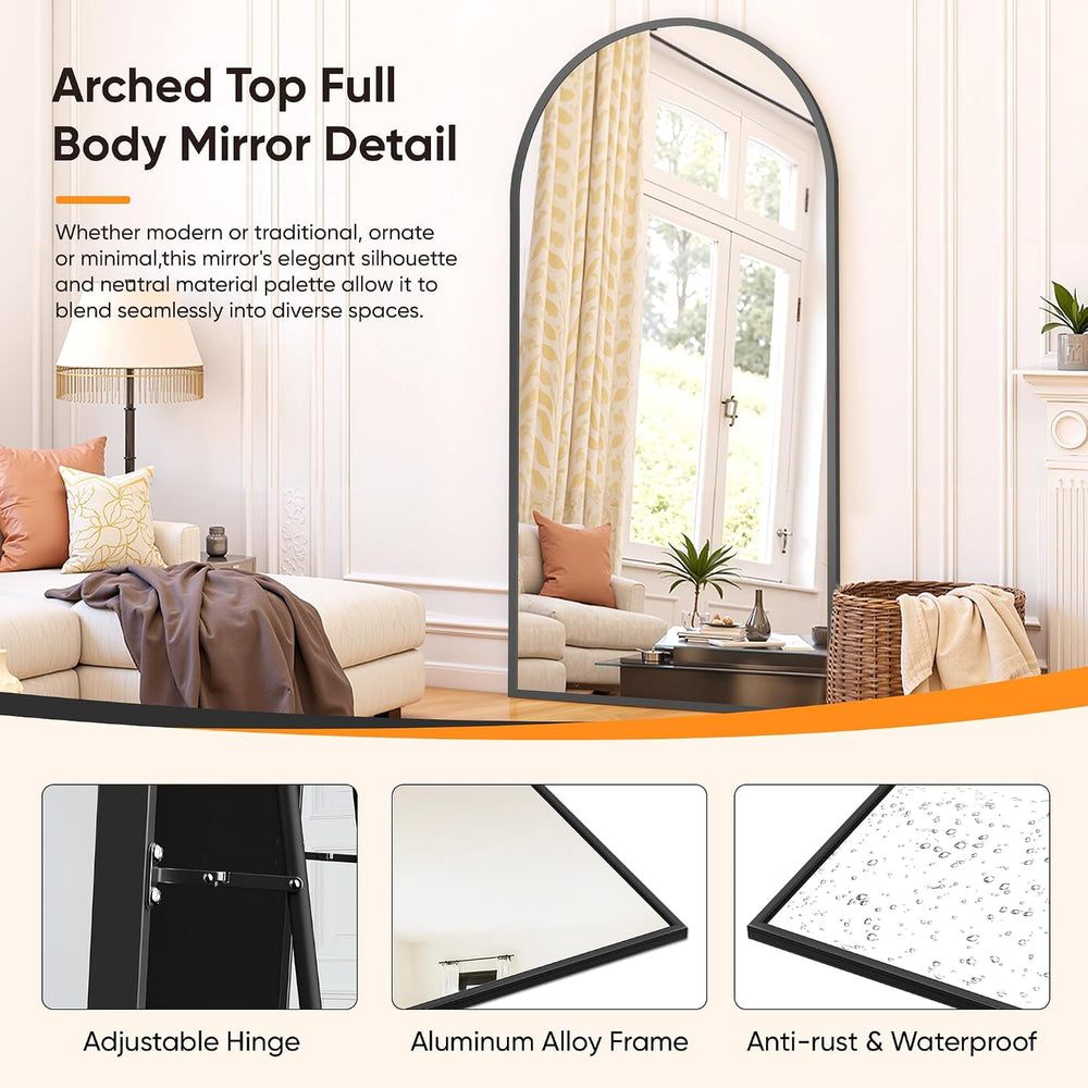 Suidia 81" x41” Arched Full Length Floor Mirror, Black Full Body Mirror