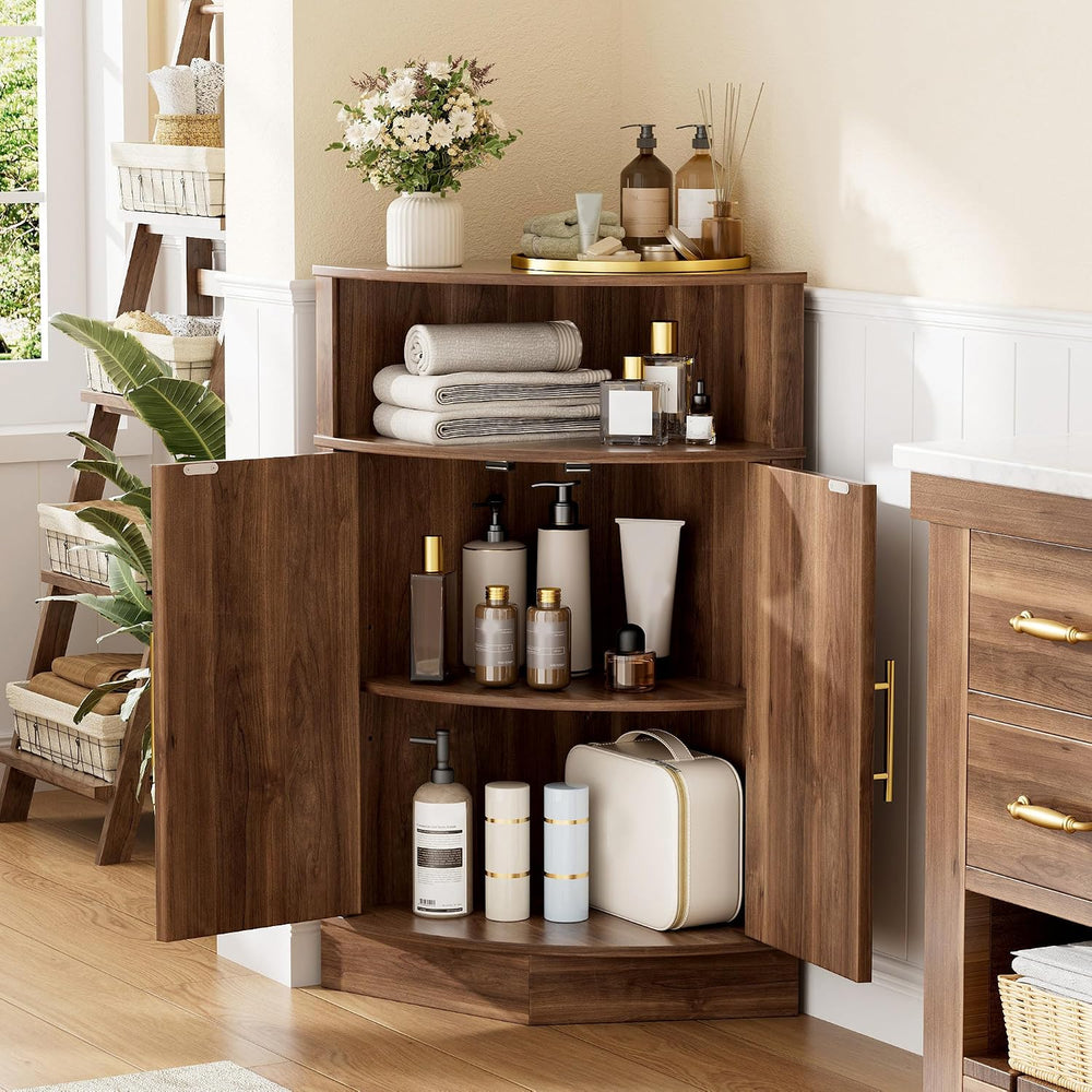 Vabches Corner Storage Cabinet, Corner Bathroom Cabinet with Open Storage