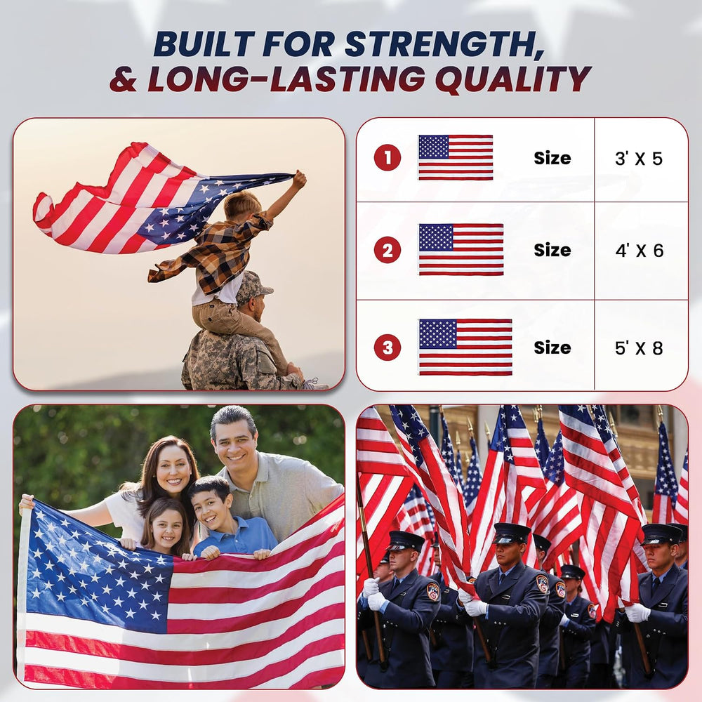 Premium American Flag for Outside 3x5 Made in USA | Outdoor Nylon Flag with E...