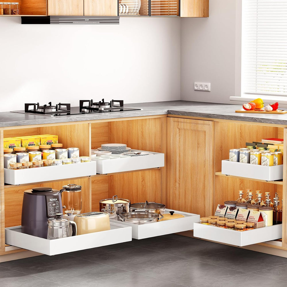 Pull out Cabinet Organizer, 21"Deep, Heavy Duty Full-Extension Slide out...