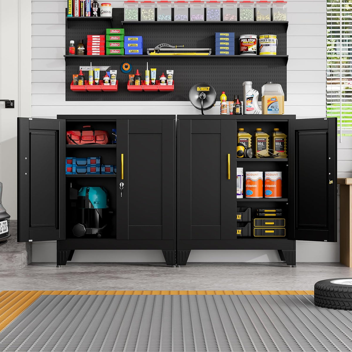 GAIOUS Black Metal File Cabinet with Lock(Two Units), Steel Storage Cabient