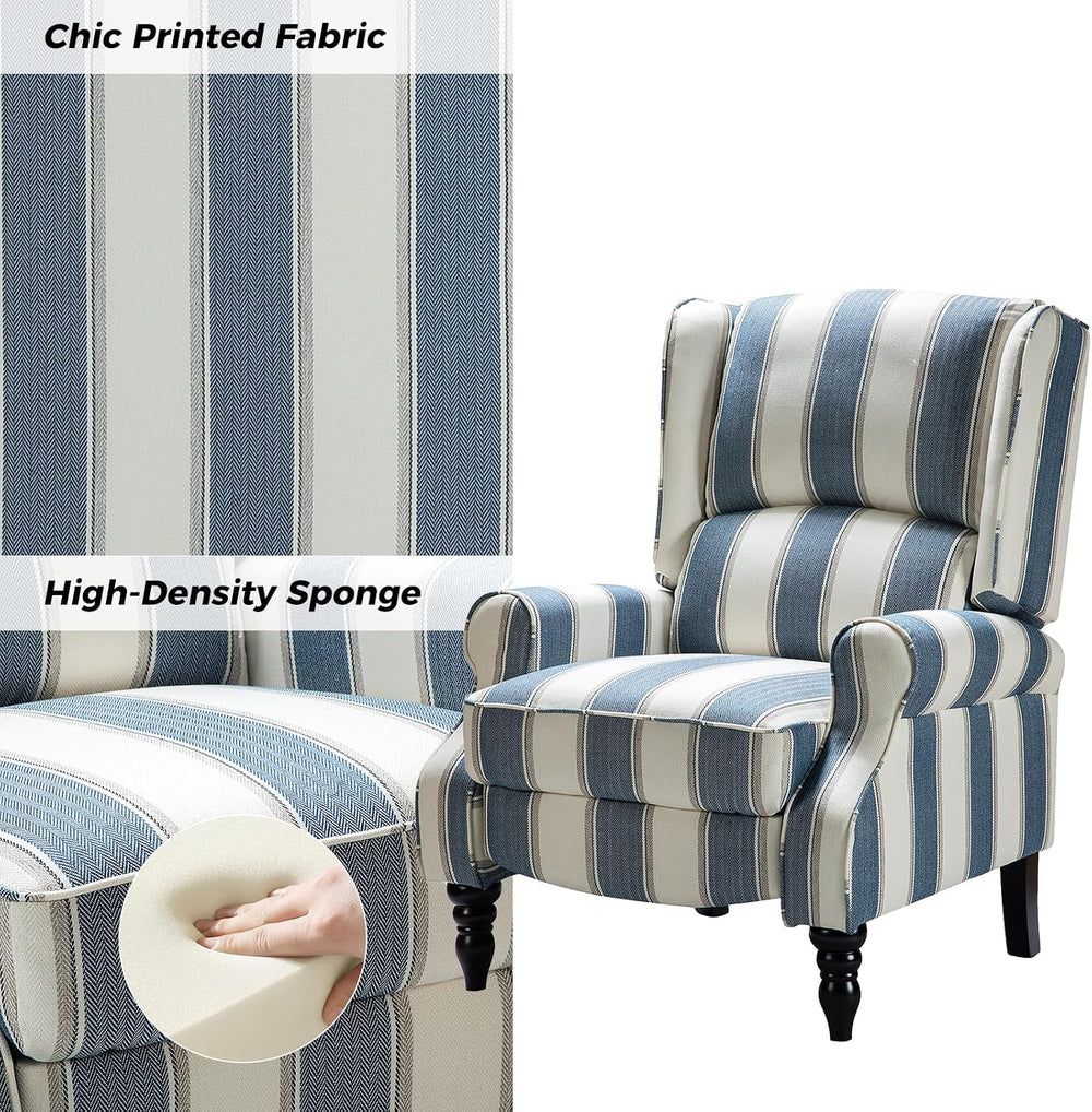 HULALA HOME Upholstered Wingback Recliner Chair Set of 2, Small Adjustable Fo...