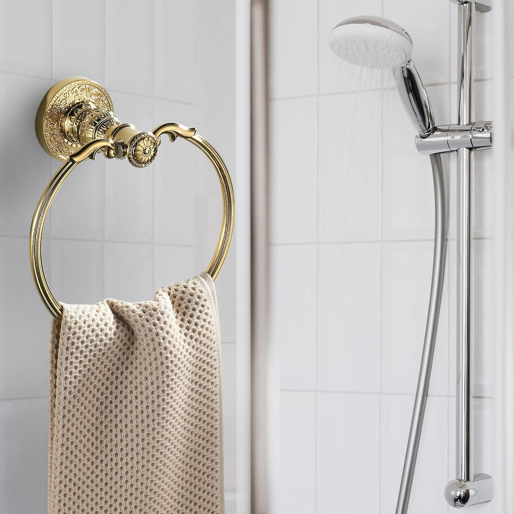 Vintage Style GoldTowel Ring Retro Towel Holder Wall Mounted Bathroom Hardware