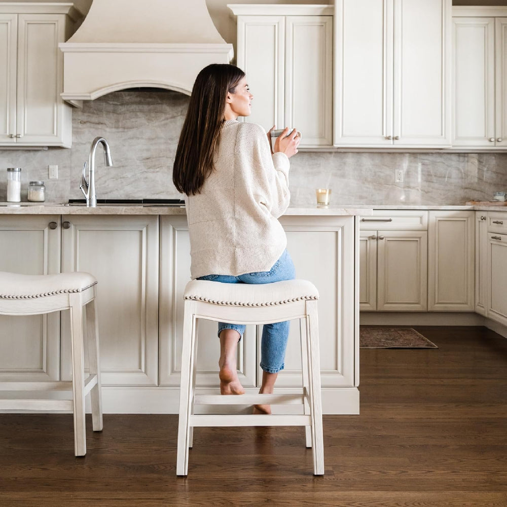Maven Lane Adrien Backless Counter Stool, Cream, 26"