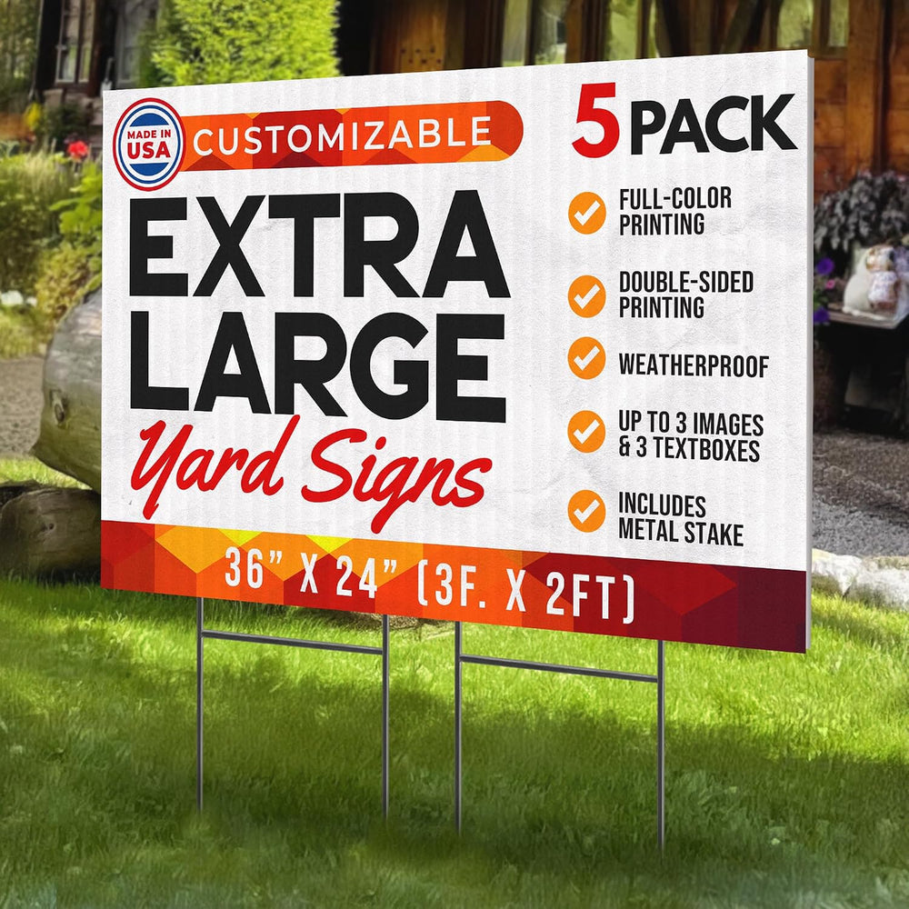 36"x24" Custom Yard Signs with Stakes Personalized Yard Signs with ...