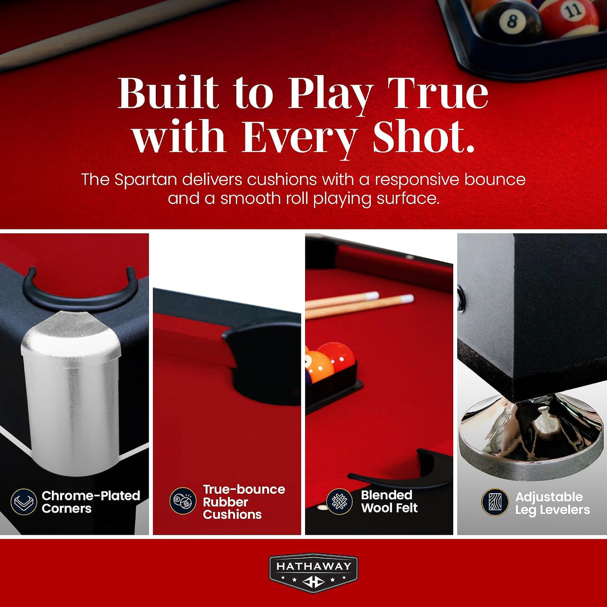 hathaway spartan pool table & ping pong top, front angle view