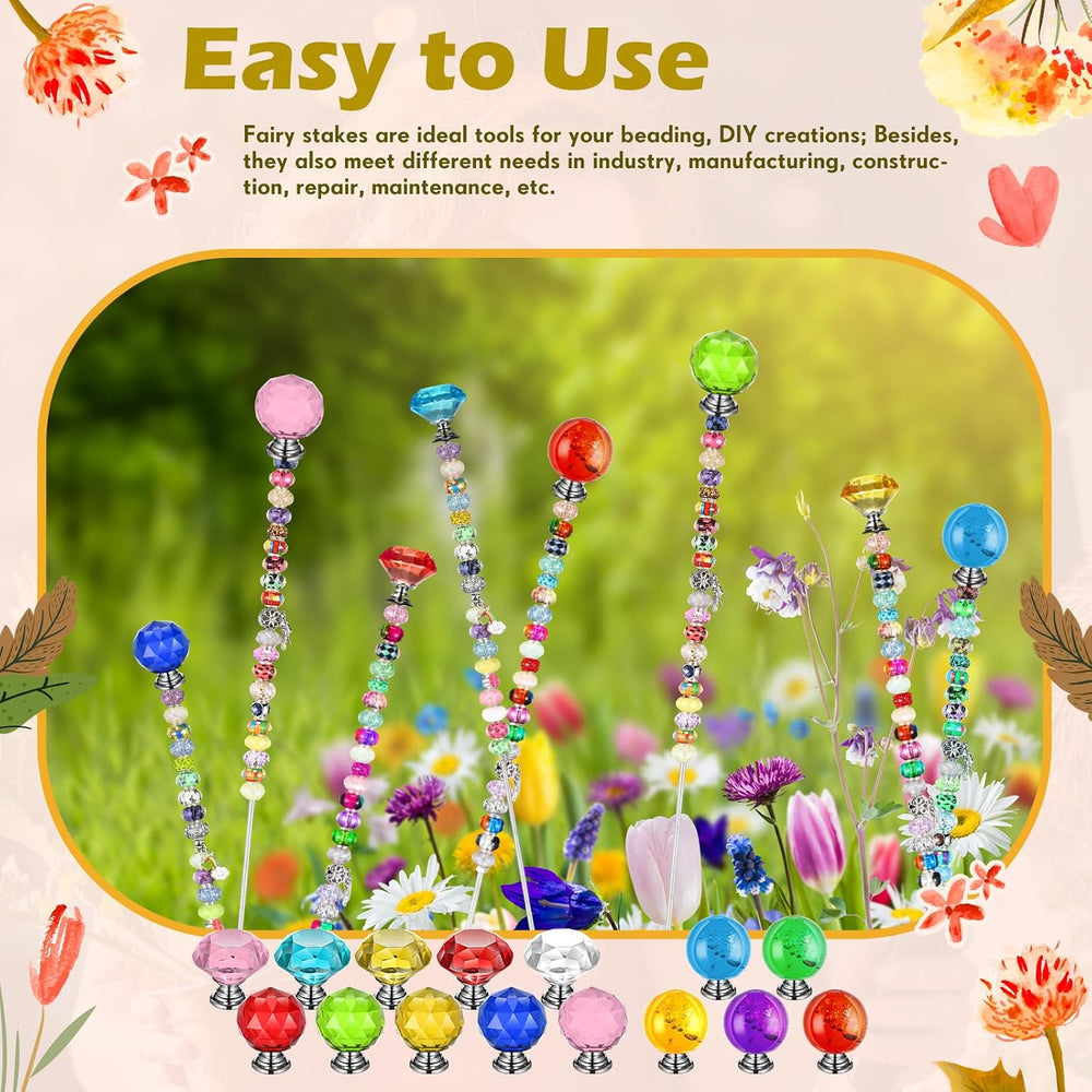 Zonon 16 Pack DIY Garden Beaded Stakes Wands Kit 16 Pcs 8/32 Inch 4mm 12 Inch...