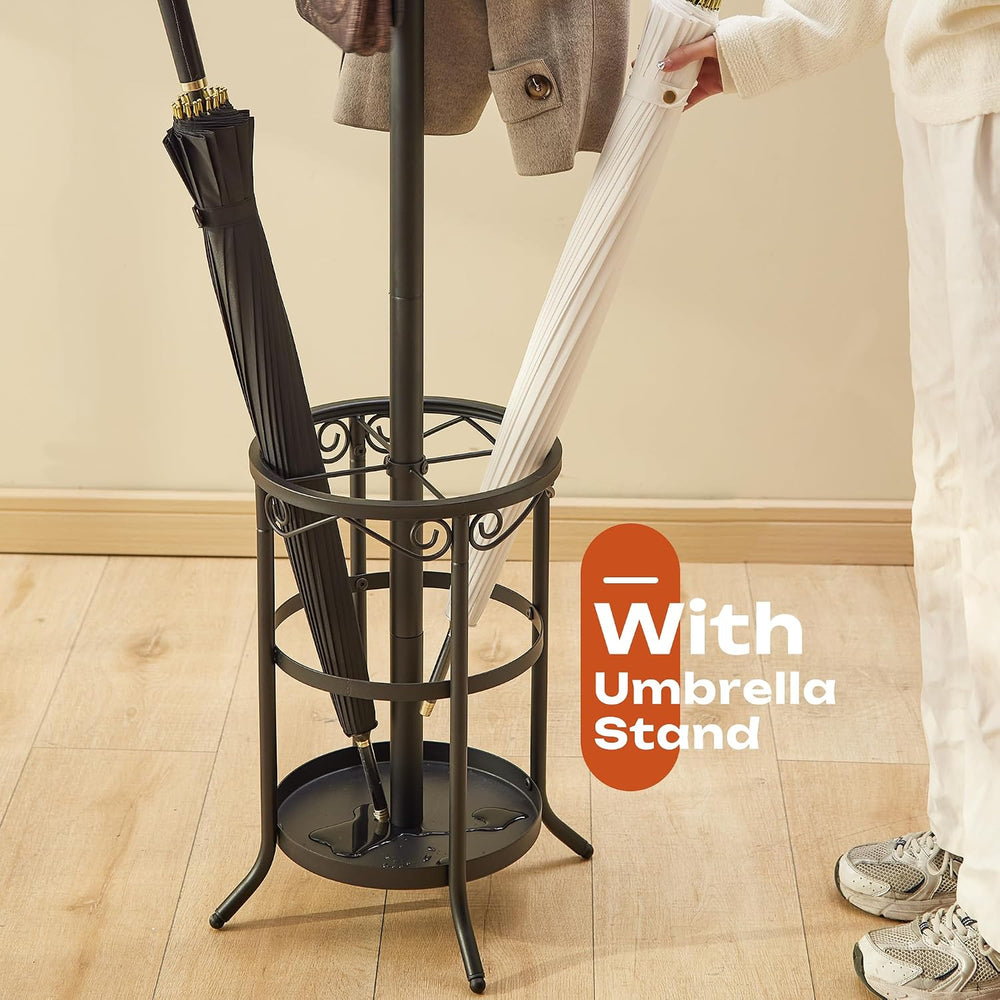 GHWIE Freestanding Coat Rack Stand with Umbrella Holder and Hat Hanger Organi...