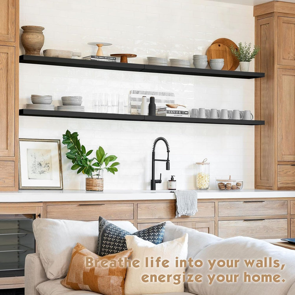 Forbena Large Floating Shelves for Wall 36 Inches Long 8 Inch Deep, Black Wal...