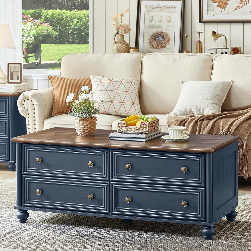 RWYHG Farmhouse Coffee Table & Night Stand Set of 3, Wood 54'' Wi...