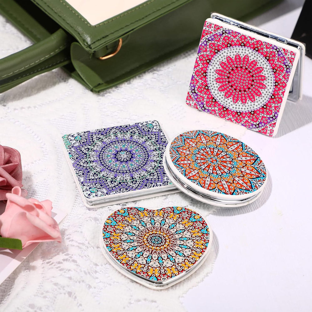 Geetery 12 Pcs Painting Compact Mini Mirror DIY Painting Portable Folding Han...