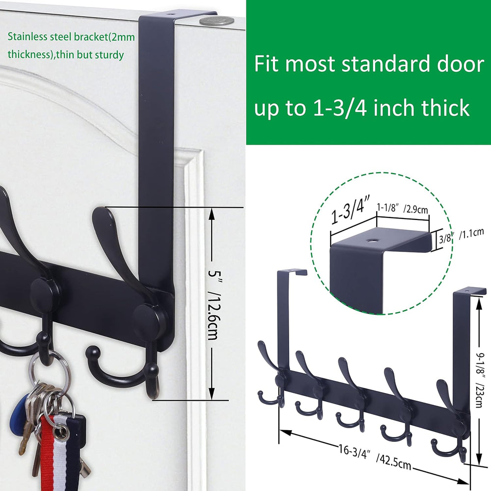 WEBI Over The Door Hook Door Hanger Hook Rack with 5 Tri Hooks for Hanging Co...