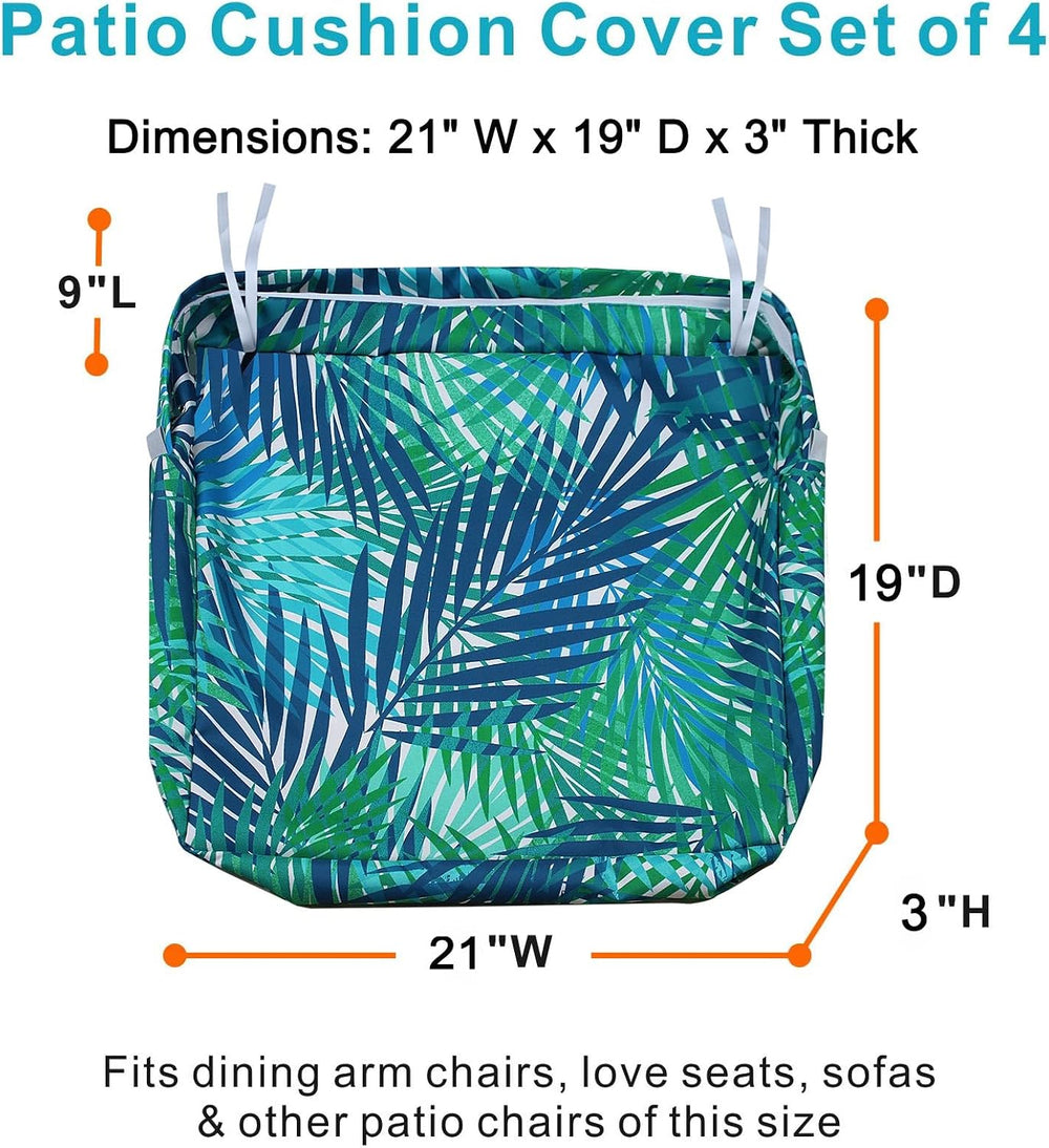 NettyPro Patio Chair Seat Cushion Covers Set 4, Waterproof Outdoor Furniture ...