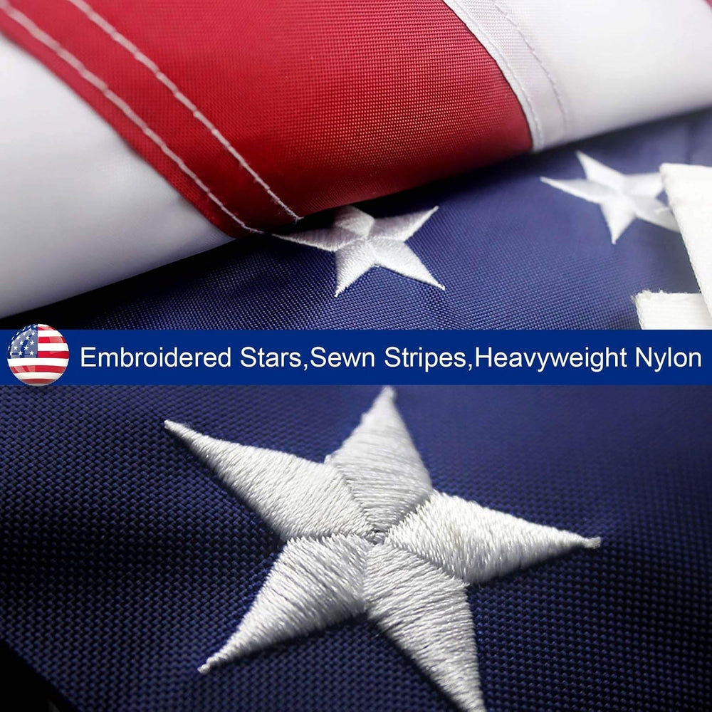 5x8 American Flag for Outside, Best Embroidered Stars And Sewn Stripes, 210D ...