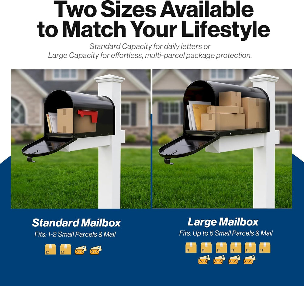 4Ever Products White Vinyl Mailbox Post System with Black Steel Mailbox