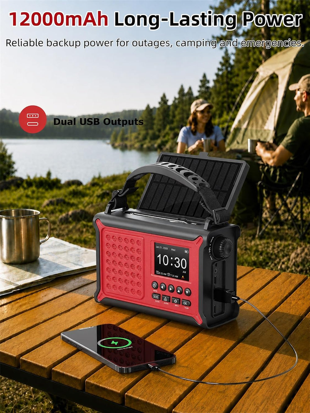Mesqool S.A.M.E. NOAA Weather Alert Radio with Solar & Hand Crank Backup