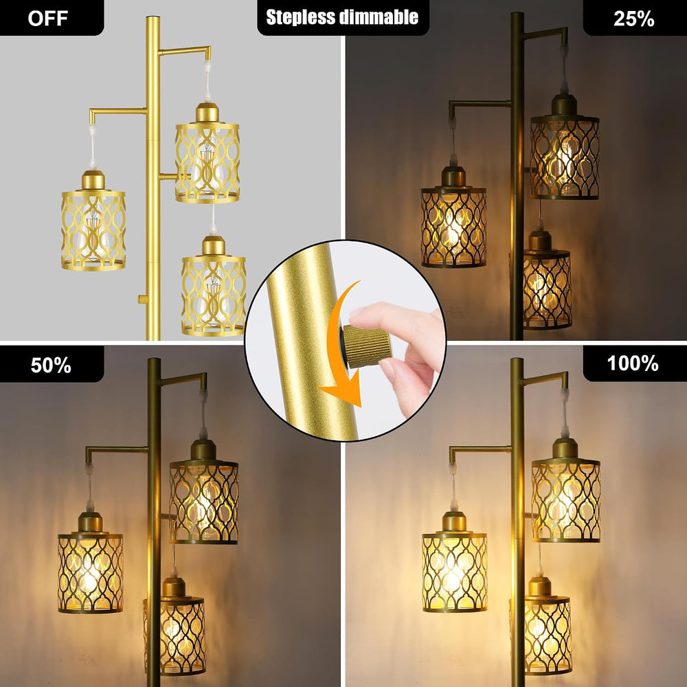 ROTTOGOON 68" Gold Floor Lamp, Dimmable Industrial Floor Lamps for Livin...