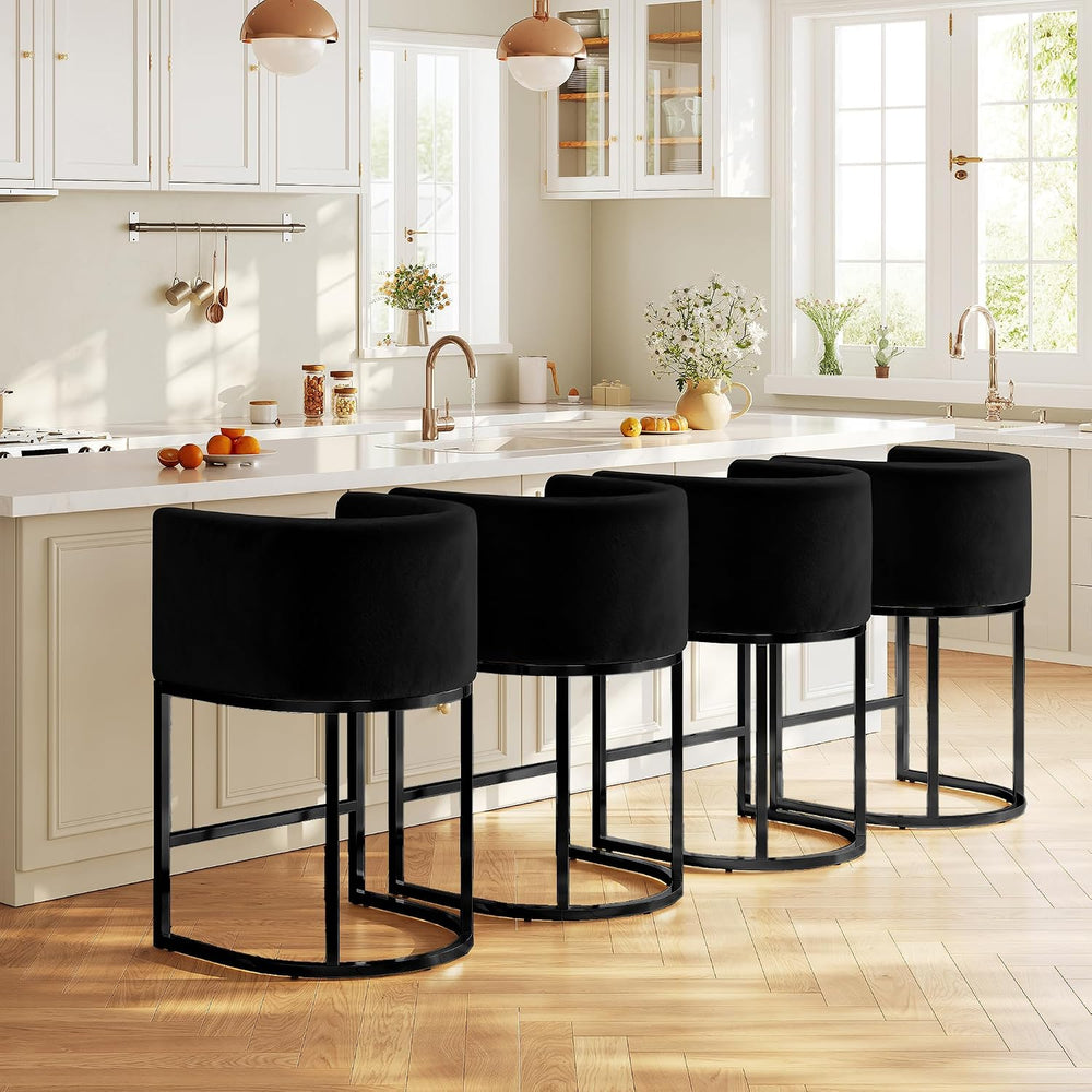 Modern Counter Height Bar Stools,Bar Stools Set of 2,Velvet Fabric Upholstere...