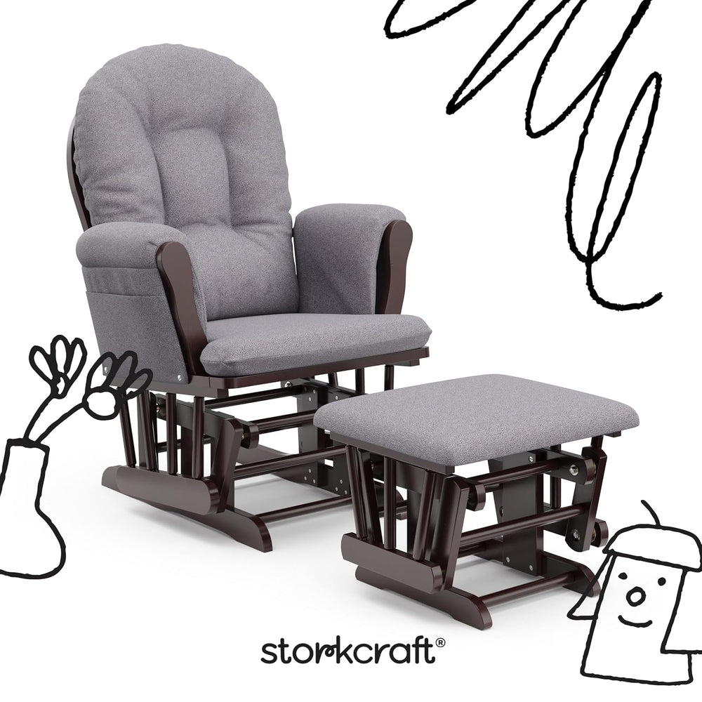 Storkcraft Premium Hoop Glider & Ottoman, Espresso/Gray Swirl
