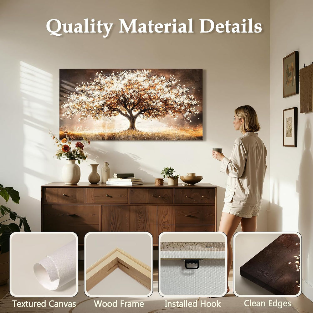 Kinetrix Rustic Tree of Life Wall Art Modern Farmhouse Large Decor Neutral