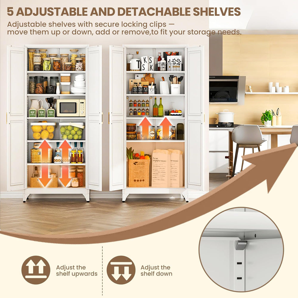 75"Kitchen Pantry Cabinet, Storage Cabinet with Doors and Shelves