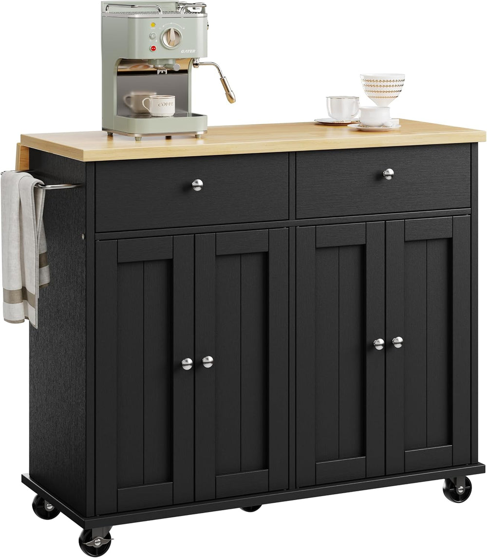 JY QAQA 39" Kitchen Island on Wheels with Storage Cabinet Kitchen Cart C...