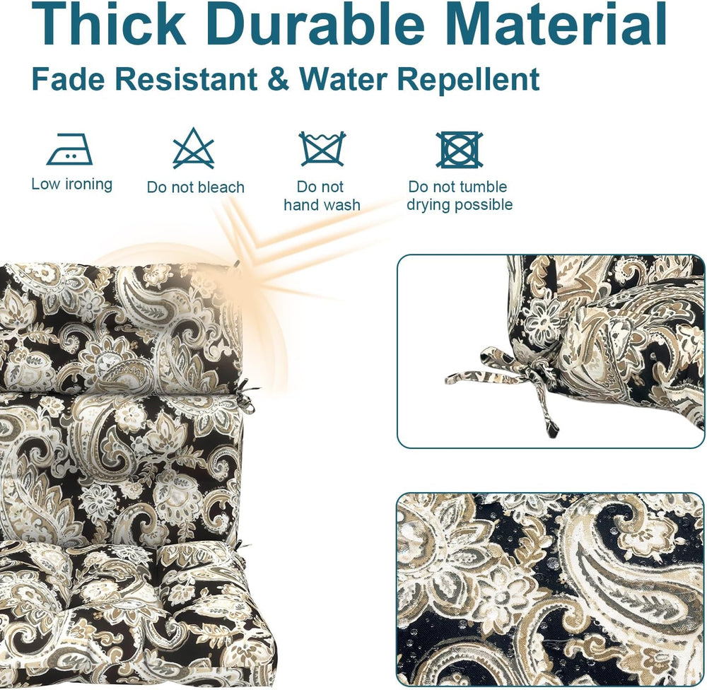 DYTXIII Outdoor High Back Chair Cushions Set of 2, Water Repellent Tufted Roc...