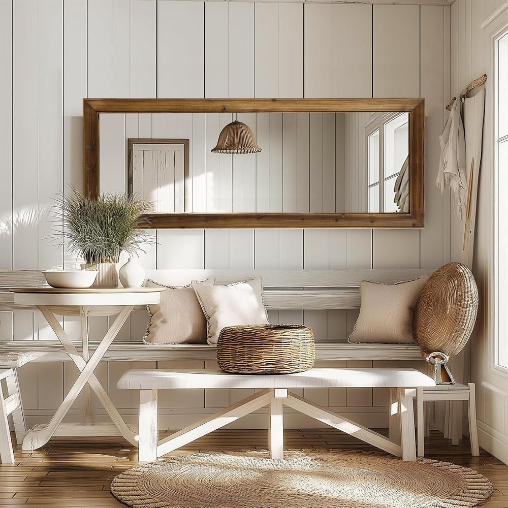 MELOMOIR 64"x21" Rustic Farmhouse Full Length Mirror with Solid Woo...