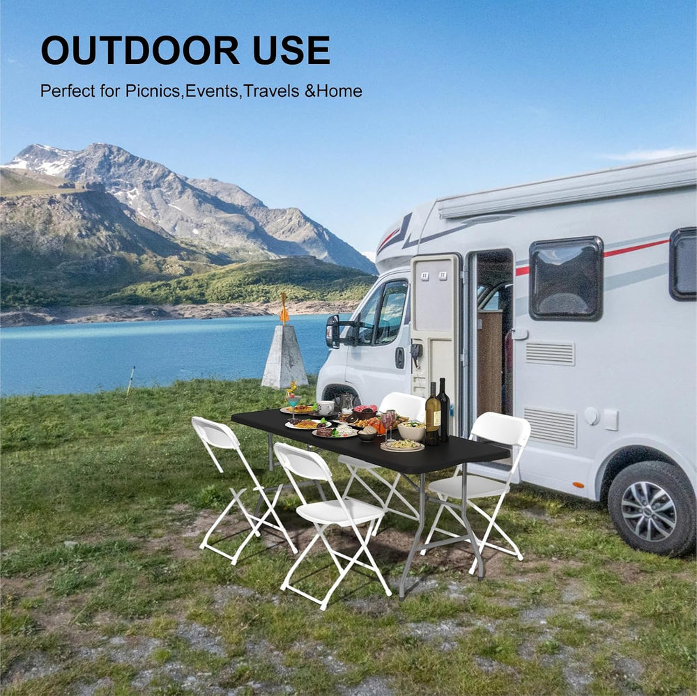 6FT Folding Tables for Camping Party Picnic, Dinning, School, Black