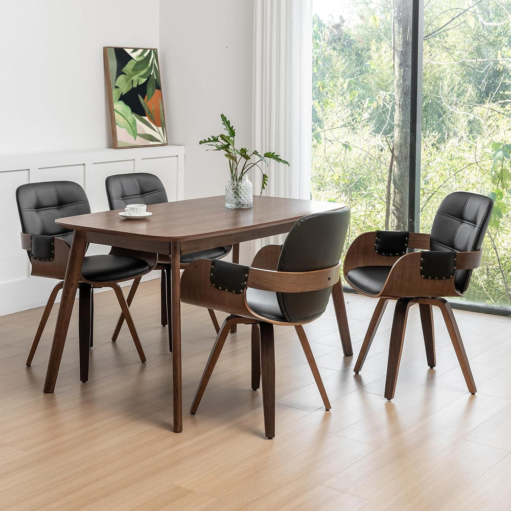 Swivel Dining Chairs, Mid Century Modern Chairs with Arms and Curved Back