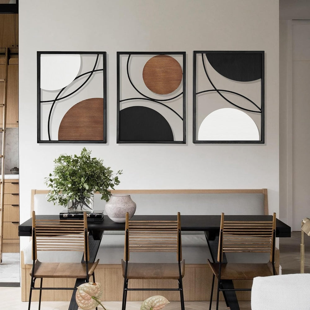Oakrain 3 Pack Metal Wall Art, Abstract Minimalist Modern Wall Decor for Livi...