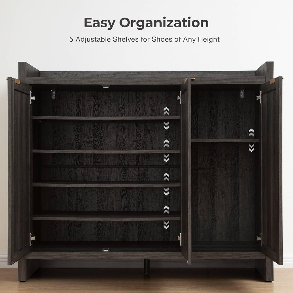 SICOTAS Shoe Storage Cabinet, 30 Pairs Rattan Shoe Cabinet for Entryway