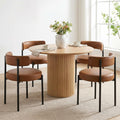 Faux Leather Dining Chairs Set of 4, Mid Century Modern, Brown