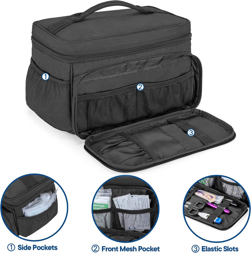 Damero Small Medicine Storage Bag Empty, Family First Aid Box with Divider